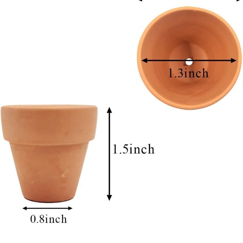 Mini Terracotta Pots with Drainage Holes - 1.5 inches Tiny Clay Nursery Pots for - Picture 3 of 5